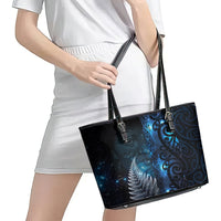 New Zealand Matariki Leather Tote Bag The Tribal Maori Face and Silver Fern LT03 - Polynesian Pride
