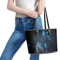 New Zealand Matariki Leather Tote Bag The Tribal Maori Face and Silver Fern LT03 - Polynesian Pride