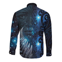 New Zealand Matariki Long Sleeve Button Shirt The Tribal Maori Face and Silver Fern LT03 - Polynesian Pride