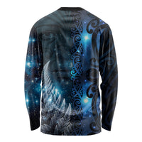 New Zealand Matariki Long Sleeve Shirt The Tribal Maori Face and Silver Fern LT03 - Polynesian Pride
