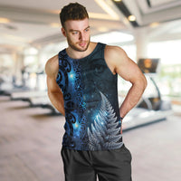 New Zealand Matariki Men Tank Top The Tribal Maori Face and Silver Fern LT03 Blue - Polynesian Pride