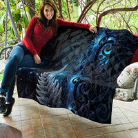 New Zealand Matariki Quilt The Tribal Maori Face and Silver Fern LT03 - Polynesian Pride