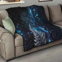 New Zealand Matariki Quilt The Tribal Maori Face and Silver Fern LT03 - Polynesian Pride
