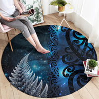 New Zealand Matariki Round Carpet The Tribal Maori Face and Silver Fern LT03 - Polynesian Pride