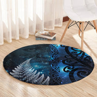 New Zealand Matariki Round Carpet The Tribal Maori Face and Silver Fern LT03 - Polynesian Pride