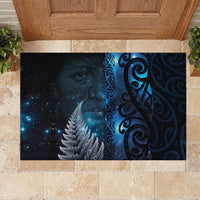 New Zealand Matariki Rubber Doormat The Tribal Maori Face and Silver Fern LT03 - Polynesian Pride