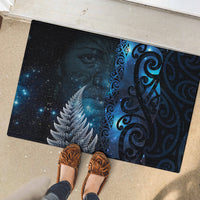 New Zealand Matariki Rubber Doormat The Tribal Maori Face and Silver Fern LT03 - Polynesian Pride