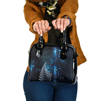 New Zealand Matariki Shoulder Handbag The Tribal Maori Face and Silver Fern LT03 One Size Blue - Polynesian Pride