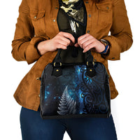 New Zealand Matariki Shoulder Handbag The Tribal Maori Face and Silver Fern LT03 - Polynesian Pride
