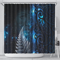 New Zealand Matariki Shower Curtain The Tribal Maori Face and Silver Fern LT03 - Polynesian Pride