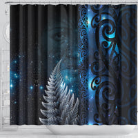 New Zealand Matariki Shower Curtain The Tribal Maori Face and Silver Fern LT03 - Polynesian Pride