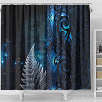 New Zealand Matariki Shower Curtain The Tribal Maori Face and Silver Fern LT03 - Polynesian Pride