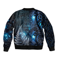 New Zealand Matariki Sleeve Zip Bomber Jacket The Tribal Maori Face and Silver Fern LT03 - Polynesian Pride