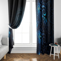 New Zealand Matariki Window Curtain The Tribal Maori Face and Silver Fern LT03 - Polynesian Pride