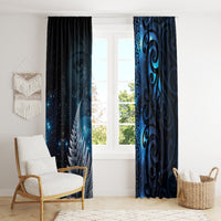 New Zealand Matariki Window Curtain The Tribal Maori Face and Silver Fern LT03 - Polynesian Pride