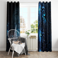 New Zealand Matariki Window Curtain The Tribal Maori Face and Silver Fern LT03 - Polynesian Pride
