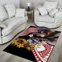 United States and American Samoa Together Area Rug Bald Eagle and Polynesian Traditional Culture with Plumeria LT03 - Polynesian Pride