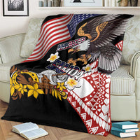 United States and American Samoa Together Blanket Bald Eagle and Polynesian Traditional Culture with Plumeria LT03 - Polynesian Pride