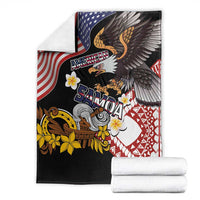 United States and American Samoa Together Blanket Bald Eagle and Polynesian Traditional Culture with Plumeria LT03 - Polynesian Pride