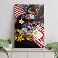 United States and American Samoa Together Canvas Wall Art Bald Eagle and Polynesian Traditional Culture with Plumeria LT03 - Polynesian Pride