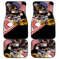 United States and American Samoa Together Car Mats Bald Eagle and Polynesian Traditional Culture with Plumeria LT03 - Polynesian Pride