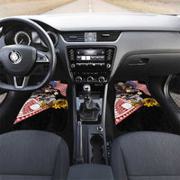 United States and American Samoa Together Car Mats Bald Eagle and Polynesian Traditional Culture with Plumeria LT03 Set 2pcs - Front Black - Polynesian Pride