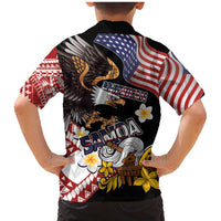 United States and American Samoa Together Family Matching Mermaid Dress and Hawaiian Shirt Bald Eagle and Polynesian Traditional Culture with Plumeria LT03 - Polynesian Pride