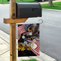 United States and American Samoa Together Garden Flag Bald Eagle and Polynesian Traditional Culture with Plumeria LT03 - Polynesian Pride