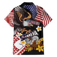 United States and American Samoa Together Hawaiian Shirt Bald Eagle and Polynesian Traditional Culture with Plumeria LT03 - Polynesian Pride