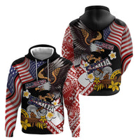 United States and American Samoa Together Hoodie Bald Eagle and Polynesian Traditional Culture with Plumeria LT03 - Polynesian Pride
