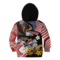 United States and American Samoa Together Kid Hoodie Bald Eagle and Polynesian Traditional Culture with Plumeria LT03 - Polynesian Pride