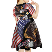 United States and American Samoa Together Kid Short Sleeve Dress Bald Eagle and Polynesian Traditional Culture with Plumeria LT03 - Polynesian Pride