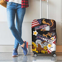 United States and American Samoa Together Luggage Cover Bald Eagle and Polynesian Traditional Culture with Plumeria LT03 - Polynesian Pride