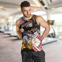 United States and American Samoa Together Men Tank Top Bald Eagle and Polynesian Traditional Culture with Plumeria LT03 Black - Polynesian Pride