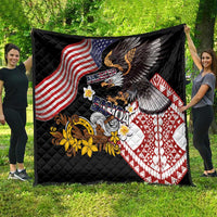 United States and American Samoa Together Quilt Bald Eagle and Polynesian Traditional Culture with Plumeria LT03 - Polynesian Pride