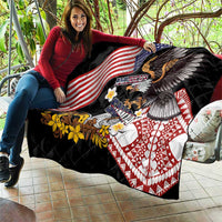 United States and American Samoa Together Quilt Bald Eagle and Polynesian Traditional Culture with Plumeria LT03 - Polynesian Pride