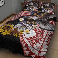 United States and American Samoa Together Quilt Bed Set Bald Eagle and Polynesian Traditional Culture with Plumeria LT03 - Polynesian Pride