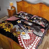 United States and American Samoa Together Quilt Bed Set Bald Eagle and Polynesian Traditional Culture with Plumeria LT03 - Polynesian Pride
