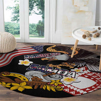United States and American Samoa Together Round Carpet Bald Eagle and Polynesian Traditional Culture with Plumeria LT03 - Polynesian Pride