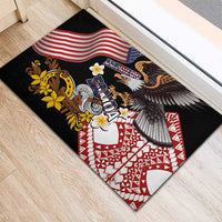 United States and American Samoa Together Rubber Doormat Bald Eagle and Polynesian Traditional Culture with Plumeria LT03 - Polynesian Pride