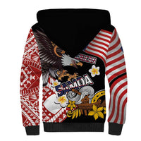 United States and American Samoa Together Sherpa Hoodie Bald Eagle and Polynesian Traditional Culture with Plumeria LT03 - Polynesian Pride
