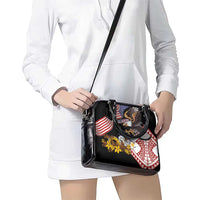 United States and American Samoa Together Shoulder Handbag Bald Eagle and Polynesian Traditional Culture with Plumeria LT03 - Polynesian Pride
