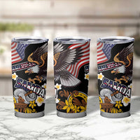 United States and American Samoa Together Tumbler Cup Bald Eagle and Polynesian Traditional Culture with Plumeria LT03 - Polynesian Pride