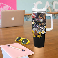United States and American Samoa Together Tumbler With Handle Bald Eagle and Polynesian Traditional Culture with Plumeria LT03 - Polynesian Pride