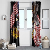 United States and American Samoa Together Window Curtain Bald Eagle and Polynesian Traditional Culture with Plumeria LT03 - Polynesian Pride