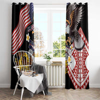 United States and American Samoa Together Window Curtain Bald Eagle and Polynesian Traditional Culture with Plumeria LT03 - Polynesian Pride