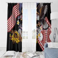 United States and American Samoa Together Window Curtain Bald Eagle and Polynesian Traditional Culture with Plumeria LT03 - Polynesian Pride