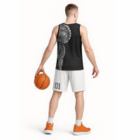 Hawaiian Traditional Tattoos Basketball Jersey Kakau Tribal Tropical Plant Motif Black Color LT03 - Polynesian Pride