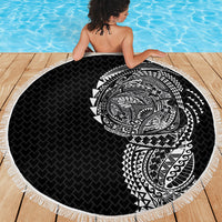Hawaiian Traditional Tattoos Beach Blanket Kakau Tribal Tropical Plant Motif Black Color LT03 - Polynesian Pride