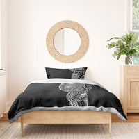 Hawaiian Traditional Tattoos Bedding Set Kakau Tribal Tropical Plant Motif Black Color LT03 - Polynesian Pride